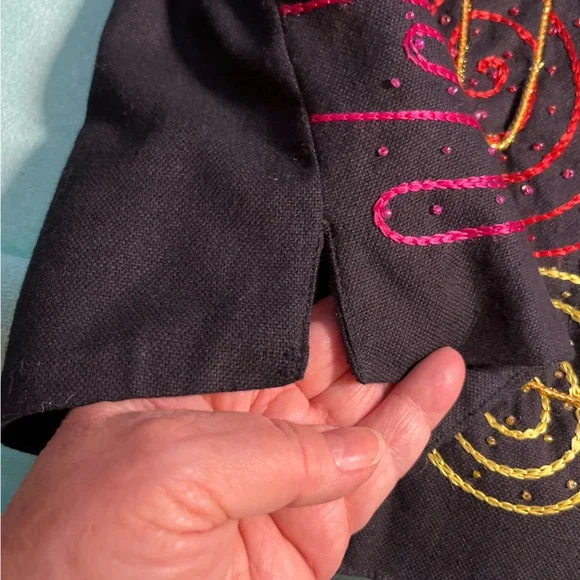 M Festive Colorful Waist Jacket. Detailing on front & cuff. 100% Cotton. - Picture 10 of 16